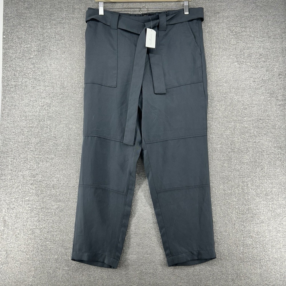 Banana‎ Republic Straight Leg Pants Women Size Medium Gray Belted Casual NEW